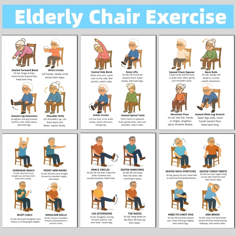 Home Gym Guide - Chair Yoga Exercise Workout Sheets, Chair