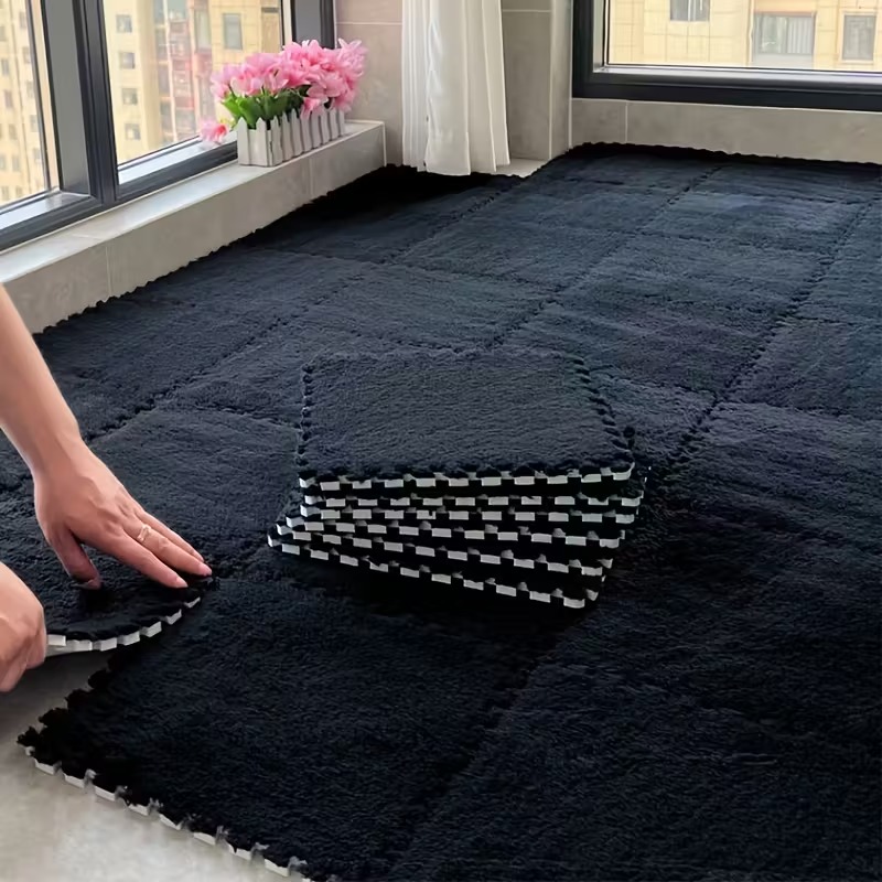 Home Gym Rubber Flooring - 10/20 Piece Interlocking Plush Floor Mat