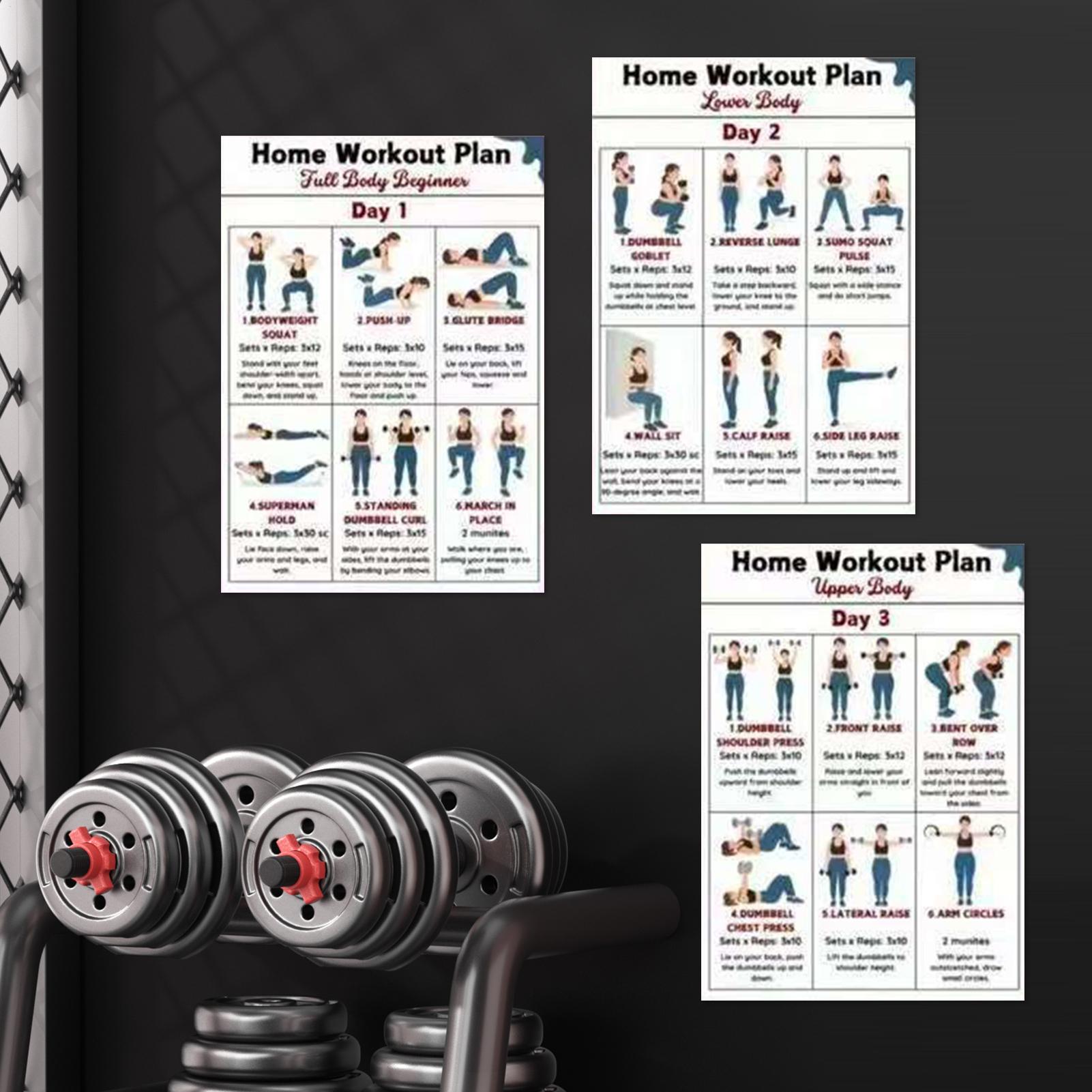 Home Gym Guide - Exercise Posters 6 Pieces Full Body