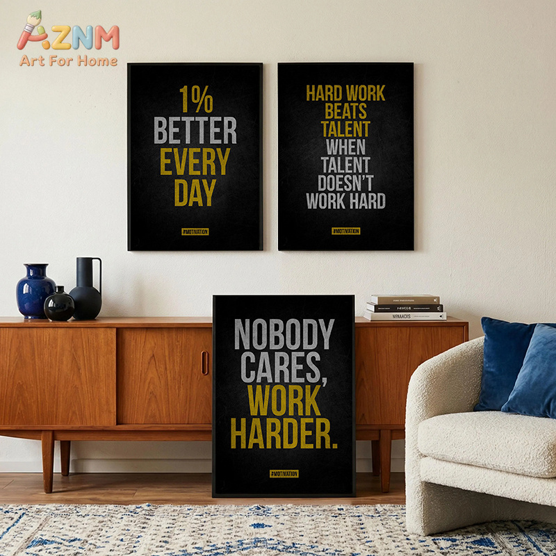 Home Gym Gold - AZNM Motivational Quote Canvas Wall Art