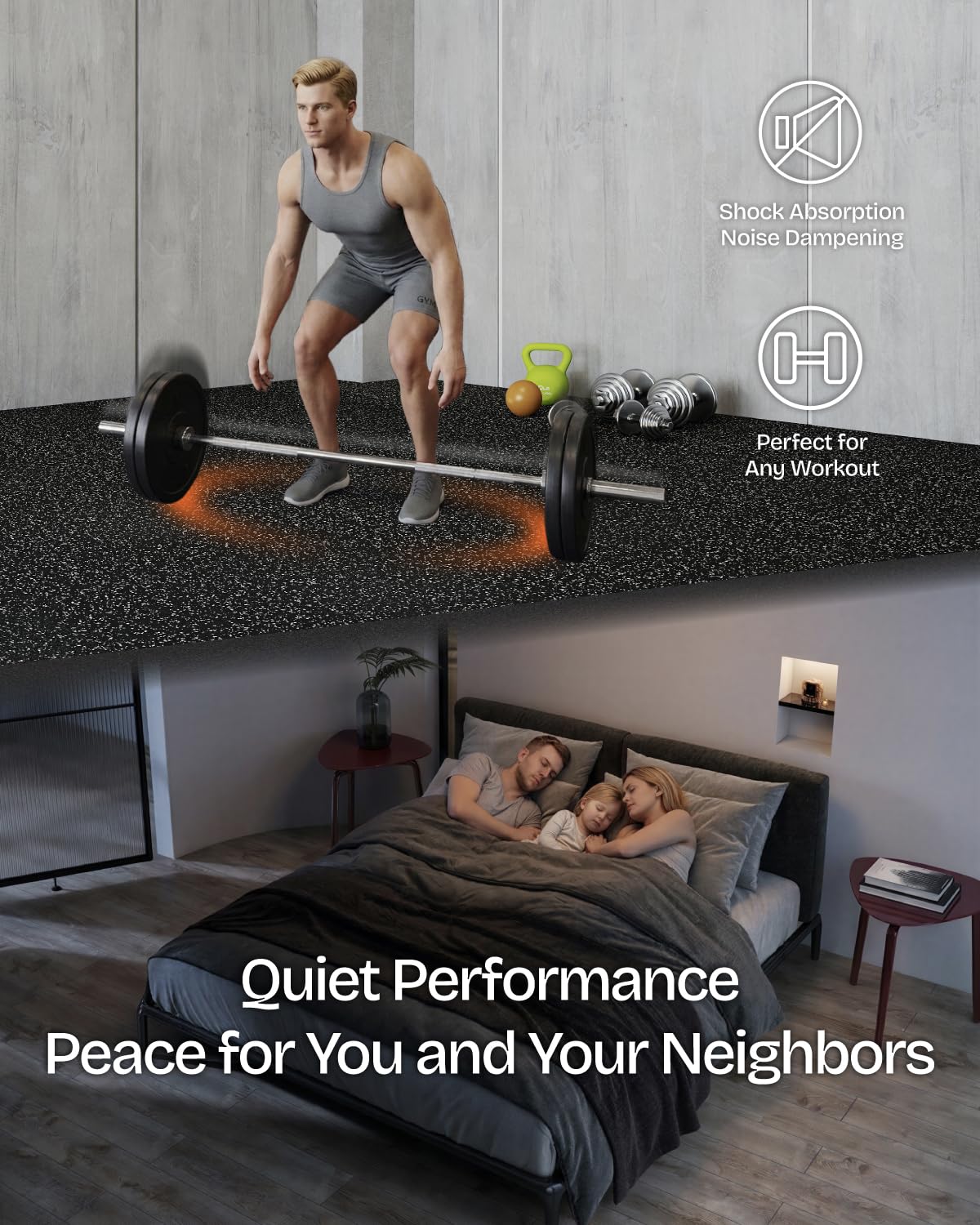 0.6in Thick 96 Sq.Ft Gym Floor - Home Gym Rubber Flooring 评论和价格