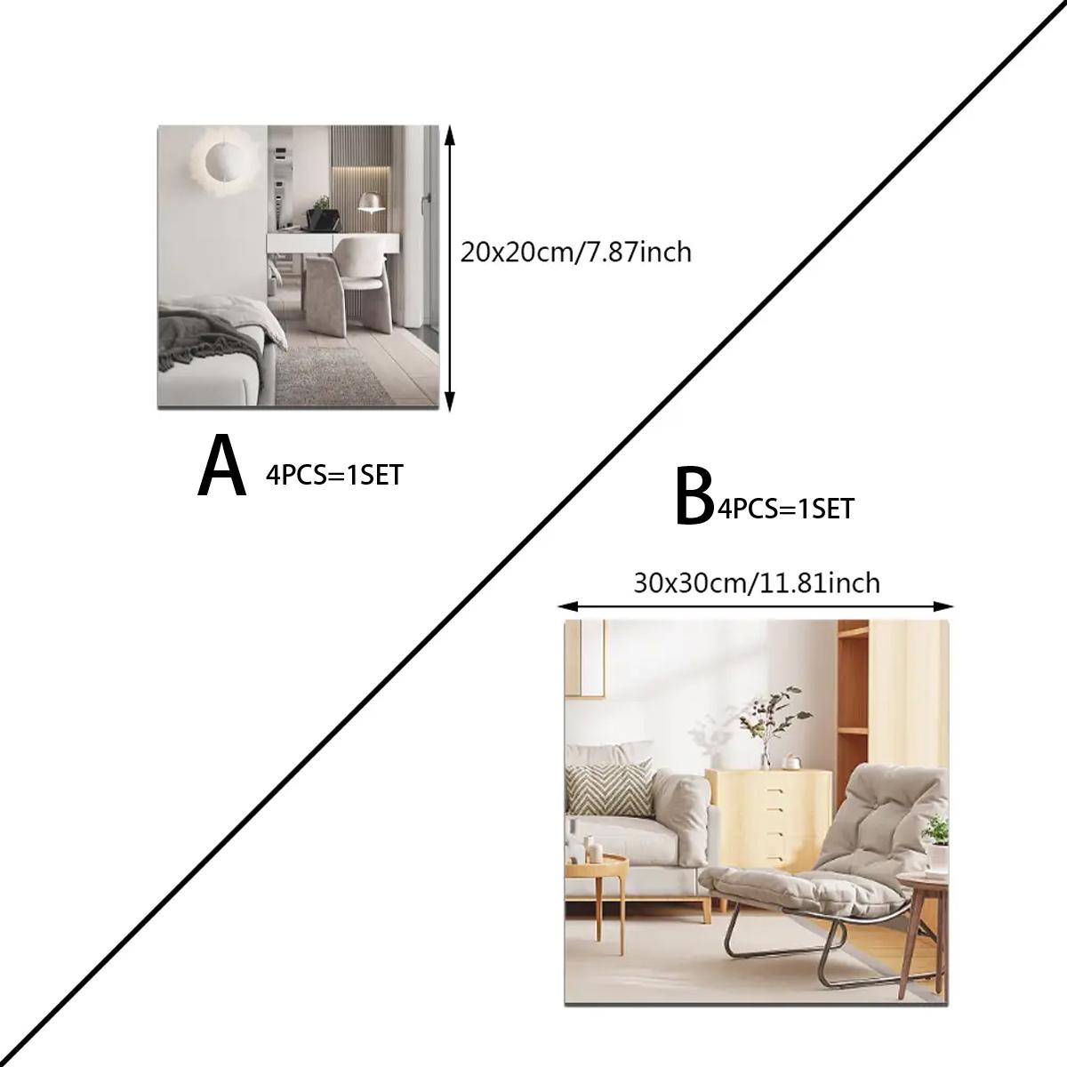 4Pcs Acrylic Mirror Wall Stick - Home Gym Kids 评论和价格
