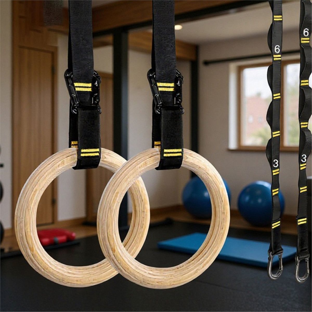 Summer sale  2Pcs Wooden Porta - Gymnastic Rings Wooden 评论和价格