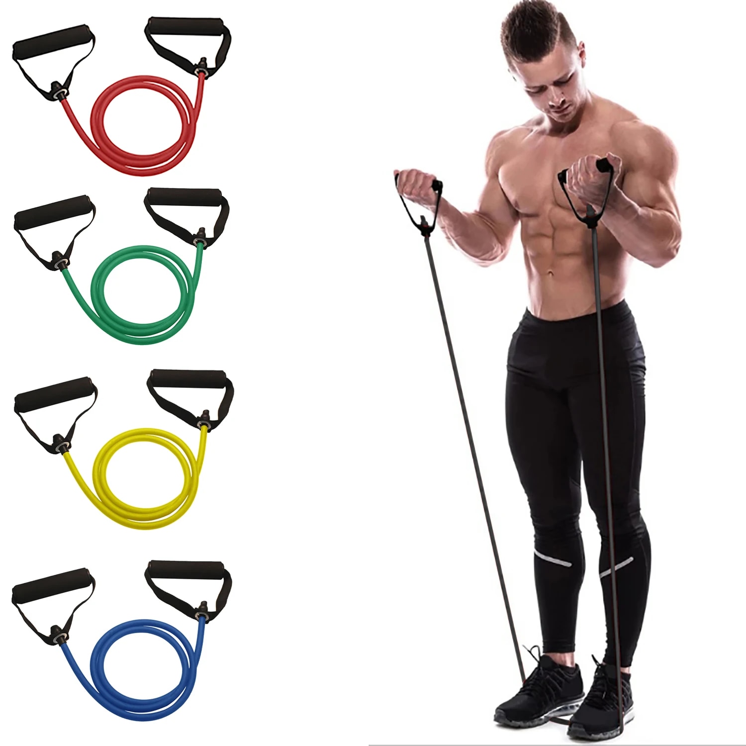 Resistance Bands With Handles, - Home Gym Tools 评论和价格