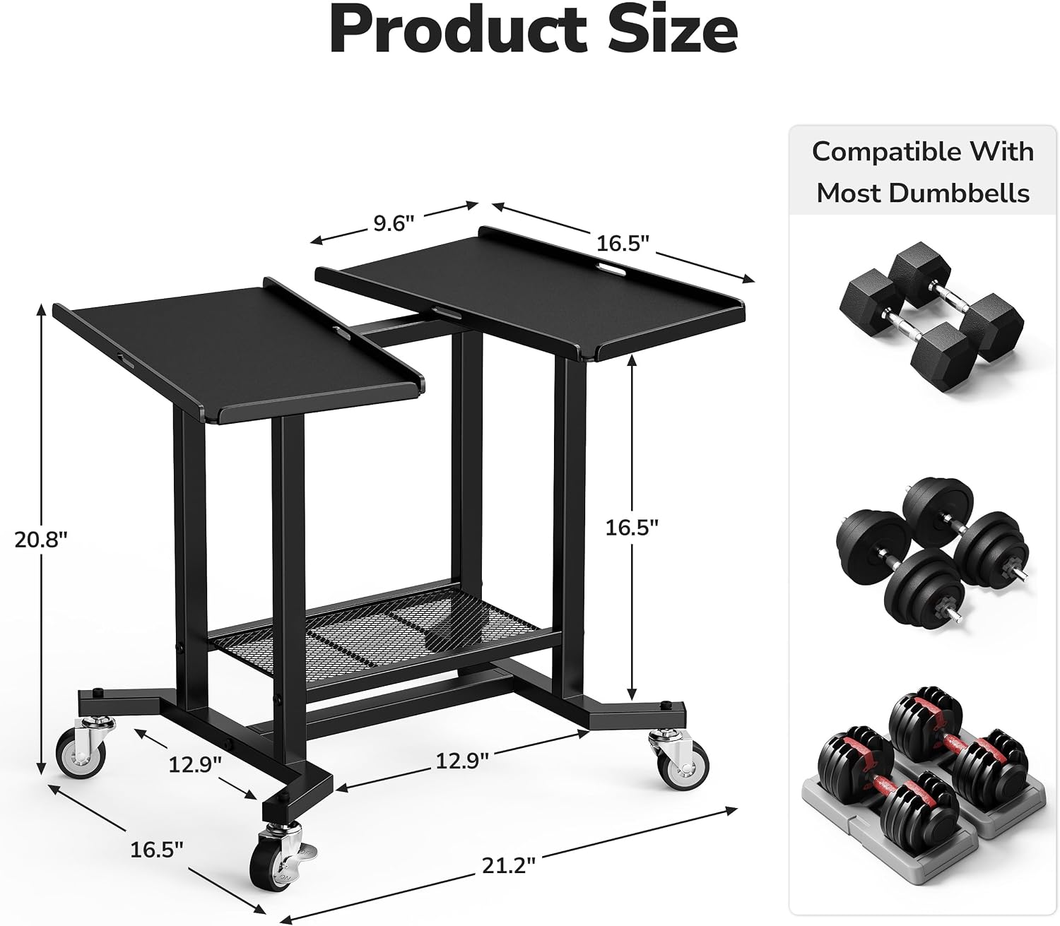 Adjustable Dumbbell Rack Stand - Home Gym Rubber Flooring 评论和价格