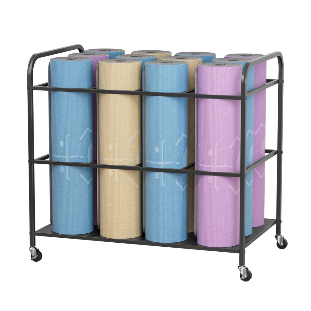 Yoga Mat Storage Rack with Whe - Home Gym Yoga Storage 评论和价格