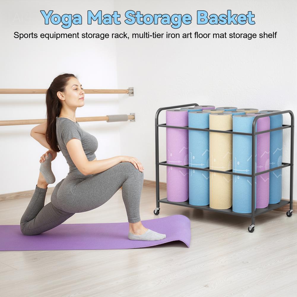 Yoga Mat Storage Rack with Whe - Home Gym Yoga Storage 评论和价格