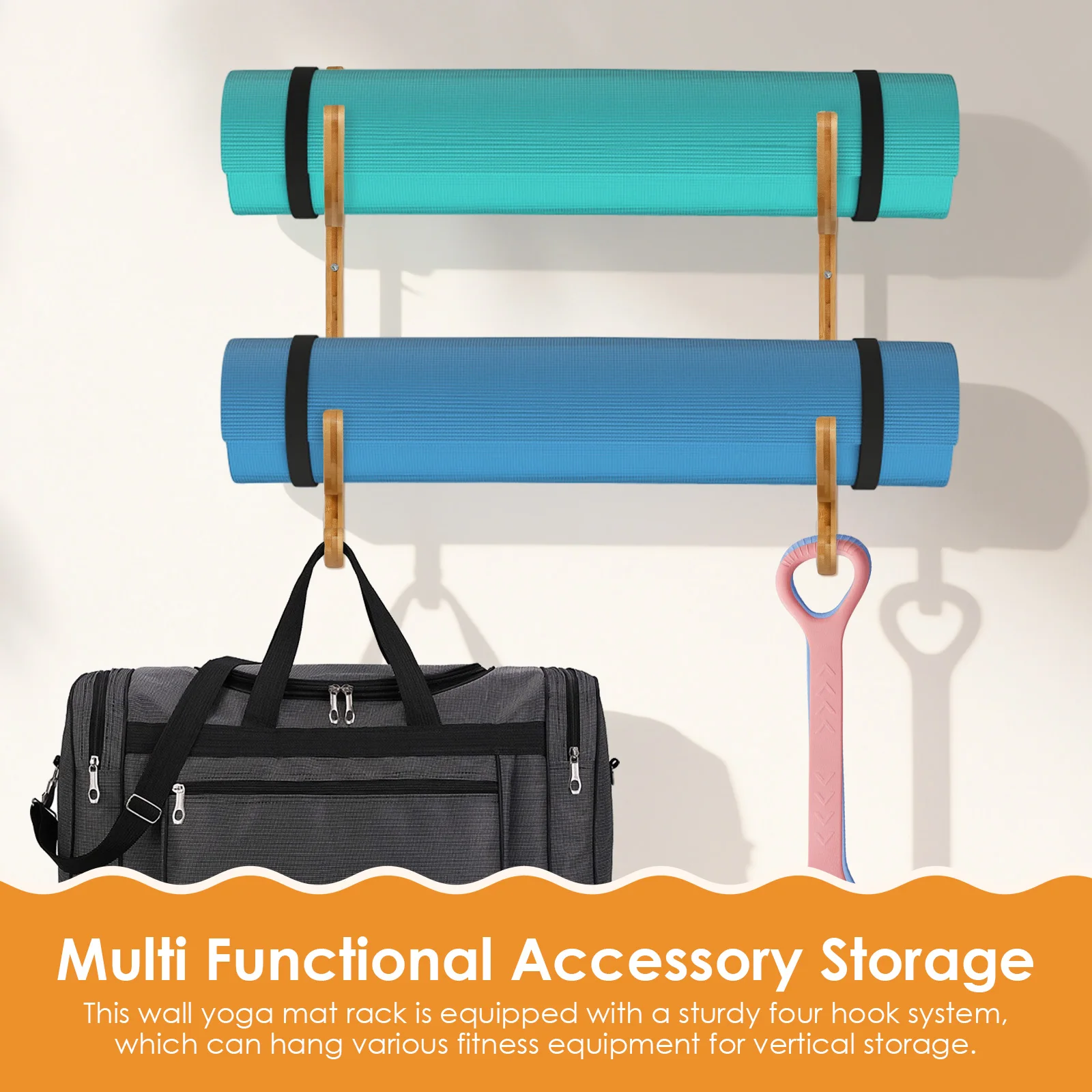 2Pcs Yoga Mat Storage Rack Wal - Home Gym On Carpet 评论和价格