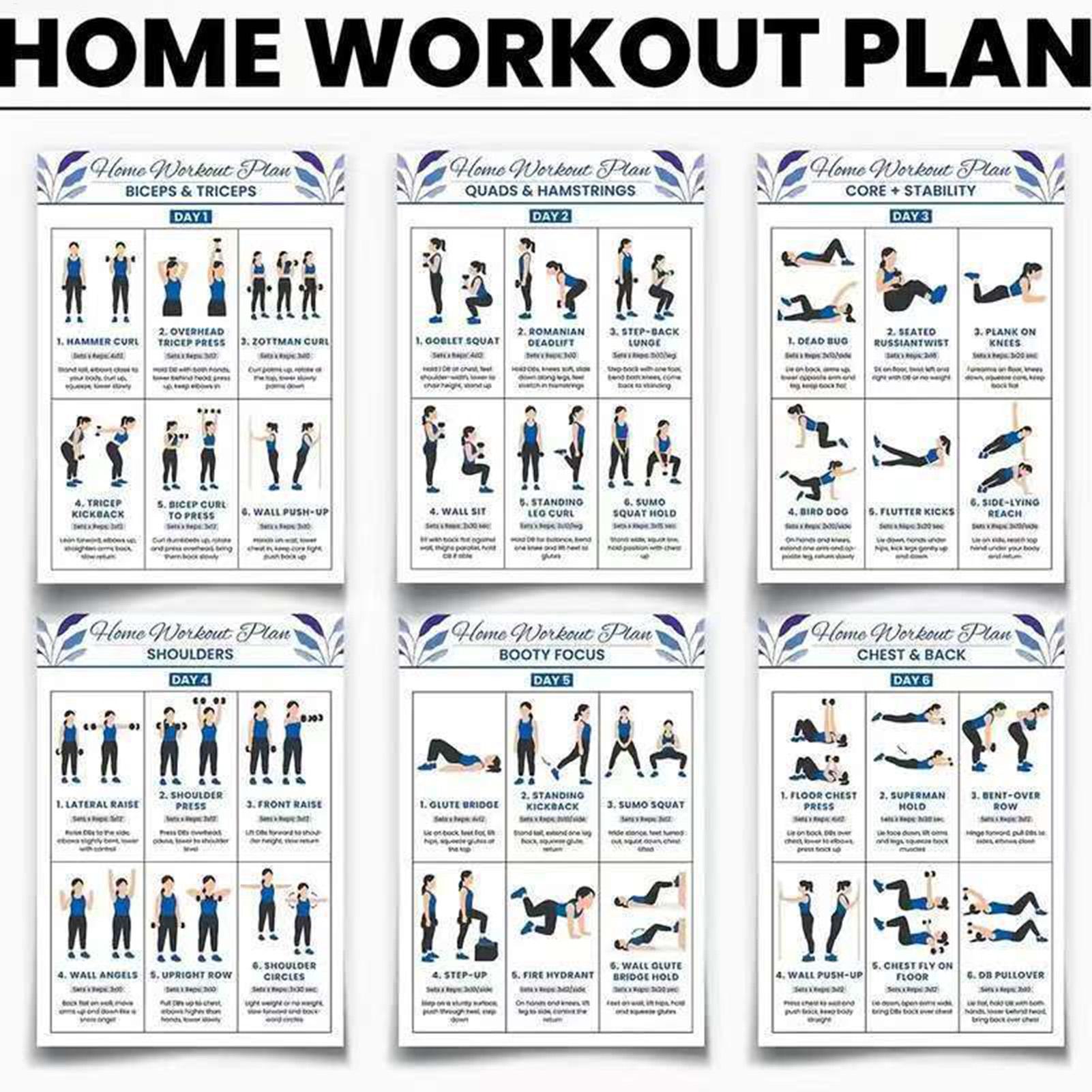 Workout Poster 6 Pieces Full B - Home Gym Guide 评论和价格