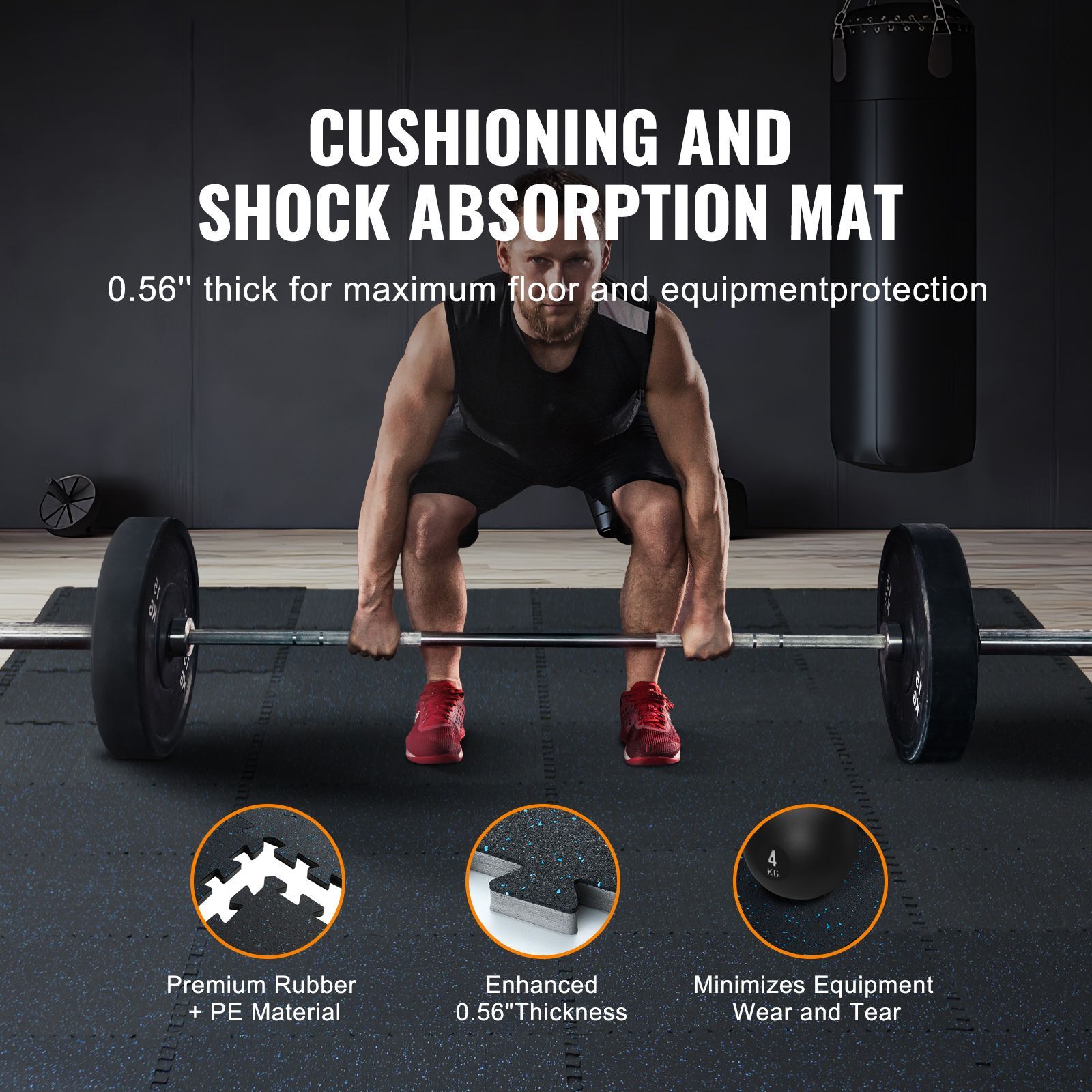 0.56 Inch Thick Gym Floor Mats - Home Gym Rubber Flooring 评论和价格