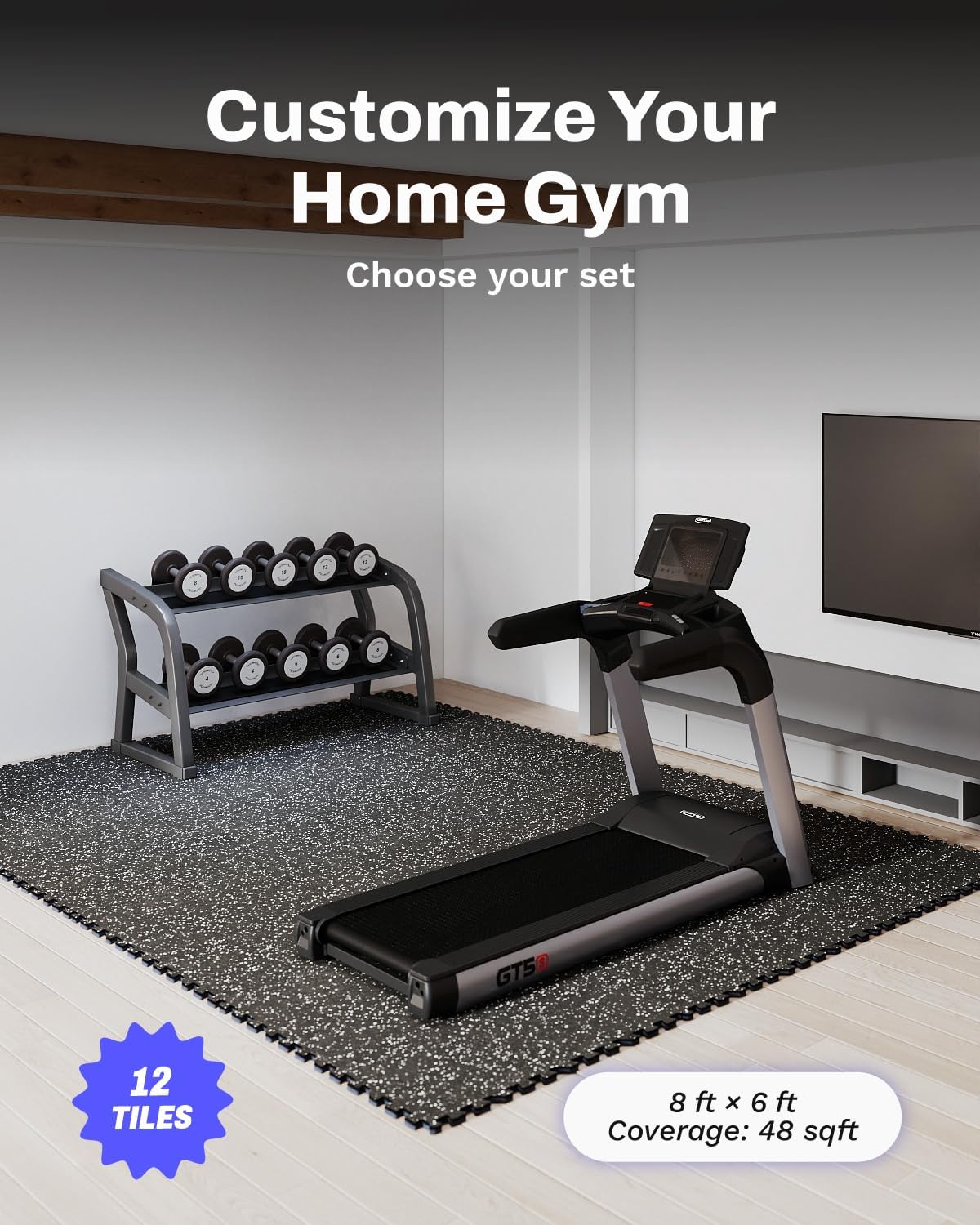 0.56in Thick 48 Sq Ft Exercise - Home Gym Rubber Flooring 评论和价格